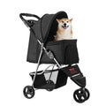 VEVOR Pet Stroller 3 Wheel Foldable 16KG Capacity Mesh Windows Brake