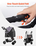 VEVOR Pet Stroller 16kg Foldable Dog Cat Pram 4 Wheels Brake Carrier