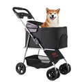 VEVOR Pet Stroller 16kg Foldable Dog Cat Pram 4 Wheels Brake Carrier