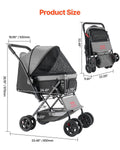 Pet Stroller, 20KG Weight Capacity, Foldable Dog Stroller Cart, 4 Wheels Cats Stroller with Mesh Windows & Revrsible Handle, Portable Pet Carrier Stroller with Brake, for Small to Medium Pets
