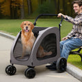 Pet Stroller 4 Wheel Dog Cat Carrier 160kg Weight Capacity Brake