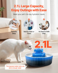 Ceramic Cat Water Fountain 2.1L Blue Ultra-Quiet Pump Pet Dispenser