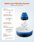 Ceramic Cat Water Fountain 2.1L Blue Ultra-Quiet Pump Pet Dispenser