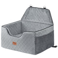 Dog Car Seat, Dog Booster Seat for Car with A Storage Pocket, Pet Car Seat with Clip-On Safety Leash, Sponge Filling, Dog Car Bed for Medium & Large Dog up to 24.9 kg, Gray