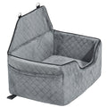 Dog Car Seat, Dog Booster Seat for Car with A Storage Pocket, Pet Car Seat with Clip-On Safety Leash, Sponge Filling, Dog Car Bed for Medium & Large Dog up to 24.9 kg, Gray