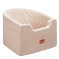 Waterproof Dog Car Seat Booster 24.9kg Brown Storage Pocket