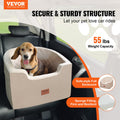 Waterproof Dog Car Seat Booster 24.9kg Brown Storage Pocket