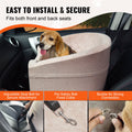 Waterproof Dog Car Seat Booster 24.9kg Brown Storage Pocket