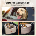 Waterproof Dog Car Seat Booster 24.9kg Brown Storage Pocket