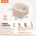 Waterproof Dog Car Seat Booster 24.9kg Brown Storage Pocket