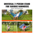 Universal 2 Person Hammock Stand, Adjustable Heavy Duty 550 lbs Capacity Hammock Stand Fits 8-13 ft Hammocks for Outdoor and Indoor Portable Hammock Stand with Chain, Hook, and Carrying Bag