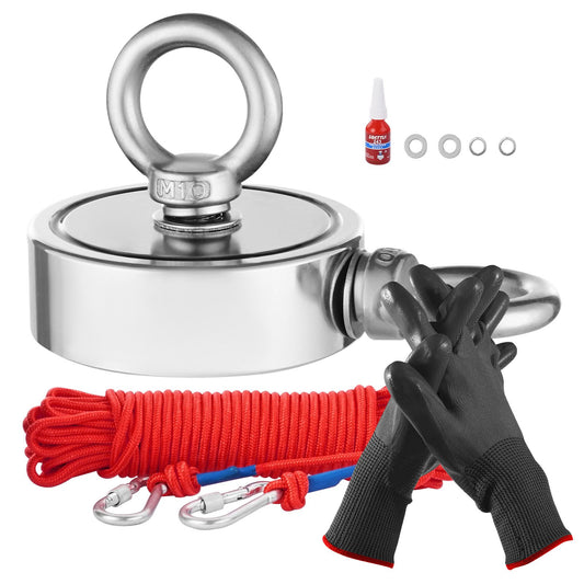 454 Kg Strong Fishing Magnet Kit Double-Sided Pull Force Rope Carabiner
