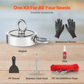 Strong 771kg Double Sided Fishing Magnet Kit Pull Force Rope