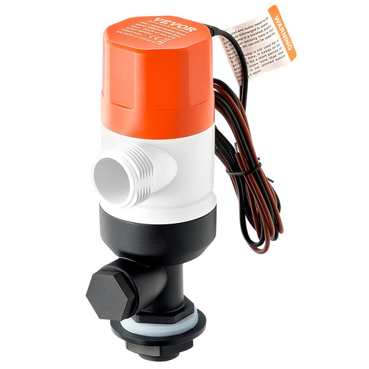 Livewell Pump for Boat, 12V 800 GPH Straight Livewell Aerator Pump with Dual Inlet, ABA Housing & Detachable Motor Cartridge, Corrosion-Resistant Livewell/Baitwell Pump for Freshwater Saltwater