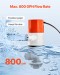 Livewell Pump 12V 800 GPH Boat Aerator Saltwater Freshwater ABA Housing