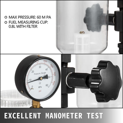 Diesel Injector Nozzle 
Pressure Tester Dual scale Manometer Test Tool 0-600Bar (0-8000PSI) 
60Mpa Test Pressure High Configuration