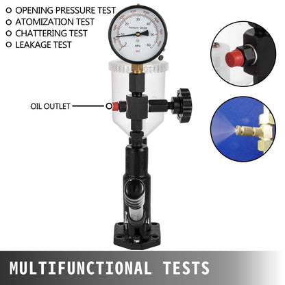 Diesel Injector Nozzle 
Pressure Tester Dual scale Manometer Test Tool 0-600Bar (0-8000PSI) 
60Mpa Test Pressure High Configuration