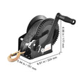 Hand Winch, 725.7 kg Pulling Capacity, Boat Trailer Winch Heavy Duty Rope Crank with 10 m Polyester Strap and Two-Way Ratchet, Manual Operated Hand Crank Winch for Trailer, Boat or ATV Towing