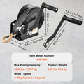 Hand Winch 725.7kg Capacity Boat Trailer 10m Polyester Strap