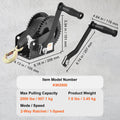 Hand Winch 907kg Pulling Capacity Boat Trailer 7m Strap Ratchet