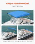 Bimini Top Cover 2440mm Marine Grade 600D Waterproof Boat Canopy Blue