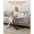 C Table, C Shaped Sofa Side Table with Metal Frame Rolling Casters, Portable C Shaped End Stand for Living Room Bedroom Office, 19.69 x 13.78 x 23.82 inches Laptop Side Tables, Brown and Black