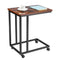 C Shaped Side Table Metal Frame Rolling Casters 19.69x13.78x23.82in