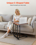 C Shaped Side Table Metal Frame Rolling Casters 19.69x13.78x23.82in