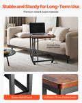 C Shaped Side Table Metal Frame Rolling Casters 19.69x13.78x23.82in