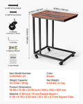C Shaped Side Table Metal Frame Rolling Casters 19.69x13.78x23.82in