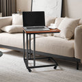 C Shaped Side Table Metal Frame Rolling Casters 19.69x13.78x23.82in