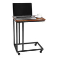 C Shaped Side Table Metal Frame Rolling Casters 19.69x13.78x23.82in