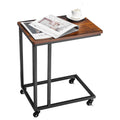 C Shaped Side Table Metal Frame Rolling Casters 19.69x13.78x23.82in
