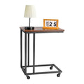 C Shaped Side Table Metal Frame Rolling Casters 19.69x13.78x23.82in