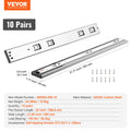 Drawer Slides 558.8mm Side Mount Full Extension 10 Pairs Heavy Duty