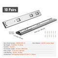 10 Pairs of 406.4mm Drawer Slides Side Mount Rails, Heavy Duty Full Extension Steel Track, Soft-Close Noiseless Guide Glides Cabinet Kitchen Runners with Ball Bearing, 100 Lbs Load Capacity