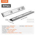 10x 406mm Drawer Slides Full Extension Soft Close Ball Bearing