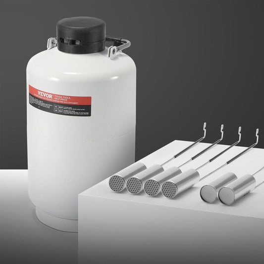Liquid Nitrogen Tank, 10 L Aluminum Alloy Liquid Nitrogen Container, LN2 Tank Dewar with 6 Canisters and Carry Bag with Straps, Cryogenic Tank for Beauty Industry, Semen Preservation, Scientific