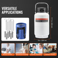 Liquid Nitrogen Tank, 3 L Aluminum Alloy Liquid Nitrogen Container, LN2 Tank Dewar with 6 Canisters and Carry Bag with Straps, Cryogenic Tank for Beauty Industry, Semen Preservation, Scientific