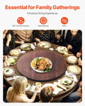 61cm Acacia Wood Lazy Susan Turntable 360° Rotating Tray