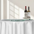 Glass Lazy Susan Turntable 76.8cm Tempered Rotating Tray 6 Wheels