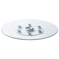 Glass Lazy Susan Turntable 76.8cm Tempered Rotating Tray 6 Wheels
