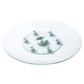 Glass Lazy Susan Turntable 76.8cm Tempered Rotating Tray 6 Wheels