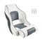 Boat Seat, High Backrest, Flip Up Boat Seat Captain Bucket Seat with Thickened Sponge Cushion & Waterproof PVC Leather, Ergonomic Design, Folding Boat Seat for Boats, Yachts, Ships, White & Grey
