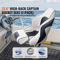 Captain Bucket Seat Boat Seat, Flip Up Boat Seat, with Thickened Sponge Padding, Flip-up Bolster Boat Captain Chair for Fishing Boat, Sightseeing Boat, Speedboat, Canoe, 1-Piece