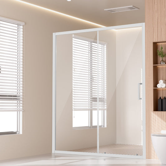 Semi-Frameless Shower Door 57.7-59"x70" Tempered Glass Chrome