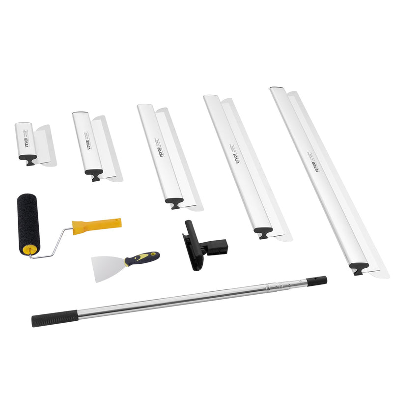 Drywall Skimming Blade Set 10-40in + Extension Handle Stainless Steel
