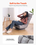 Swivel Floor Gaming Chair, 360-Degree Rotating Floor Chair with 4 Adjustable Position Folding Backrest and Lumbar Support, Folding Video Reclining Sofa for Watching TV Reading Playing Game, Gray
