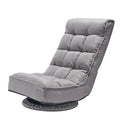 Swivel Floor Gaming Chair, 360-Degree Rotating Floor Chair with 4 Adjustable Position Folding Backrest and Lumbar Support, Folding Video Reclining Sofa for Watching TV Reading Playing Game, Gray