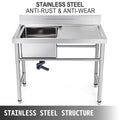 Handmade Sink Non-magnetic Stainless Steel Kitchen Sink Hand Made 1 Compartment 40.6 x 39.4 x 25.4 cm Capacity Huge Tub Sink with Right Hand Platform for Farmhouse Cafe Shop Hospital